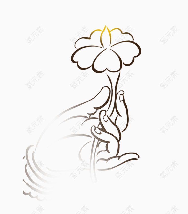 手握花