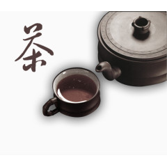 中国风茶艺术字与茶具