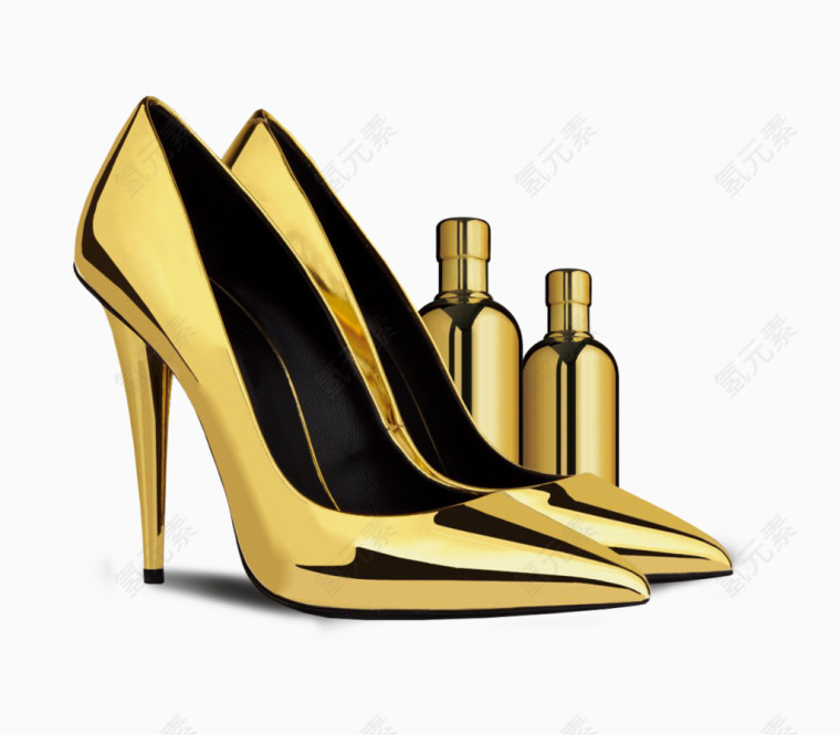 金色高跟鞋海报素材图片