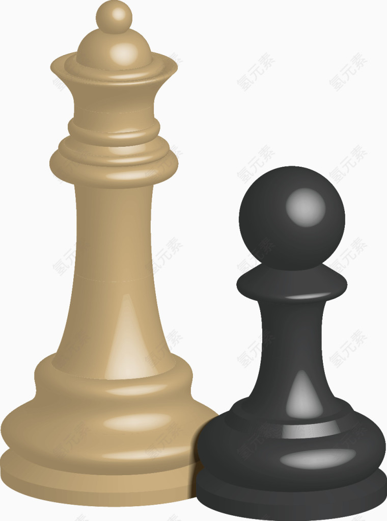 矢量手绘国际象棋两枚棋子