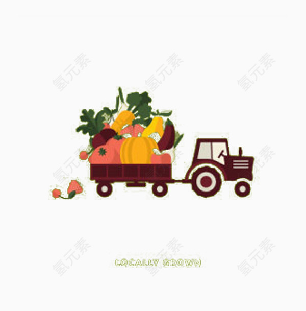 卡通运输蔬菜车辆元素