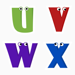 矢量UVWX有趣的字母