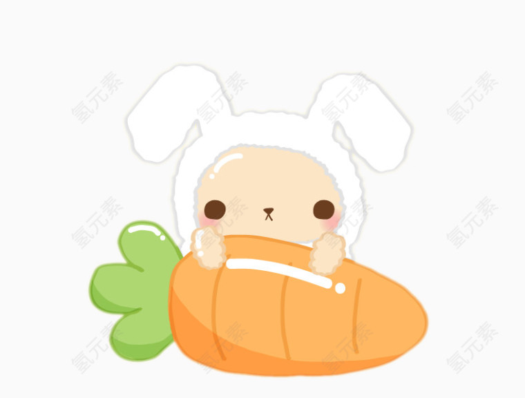 抱着胡萝卜的小兔子矢量图