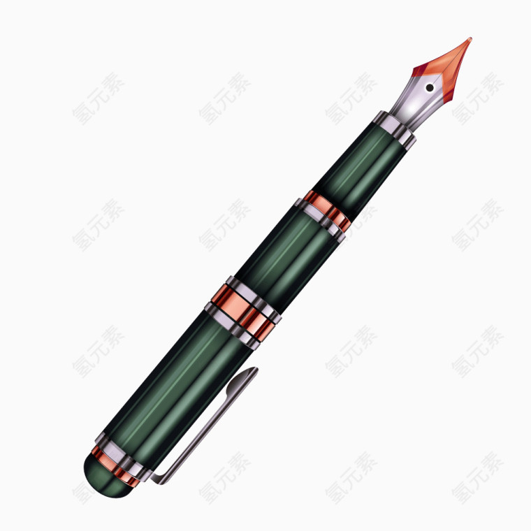 矢量绿色质感商务钢笔