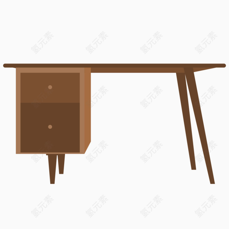 矢量褐色书桌