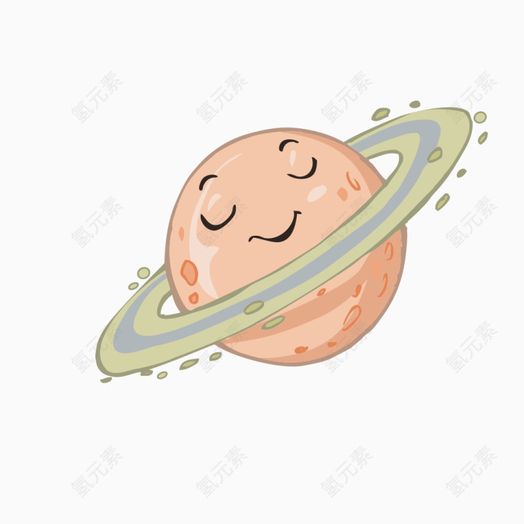 手绘九大行星土星卡通形象