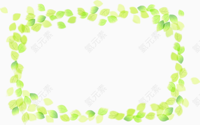绿色叶片长方形边框