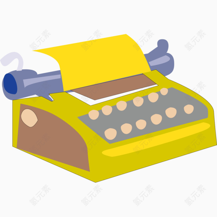 手绘黄色的打字机款式