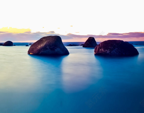 礁石海景蓝色素材