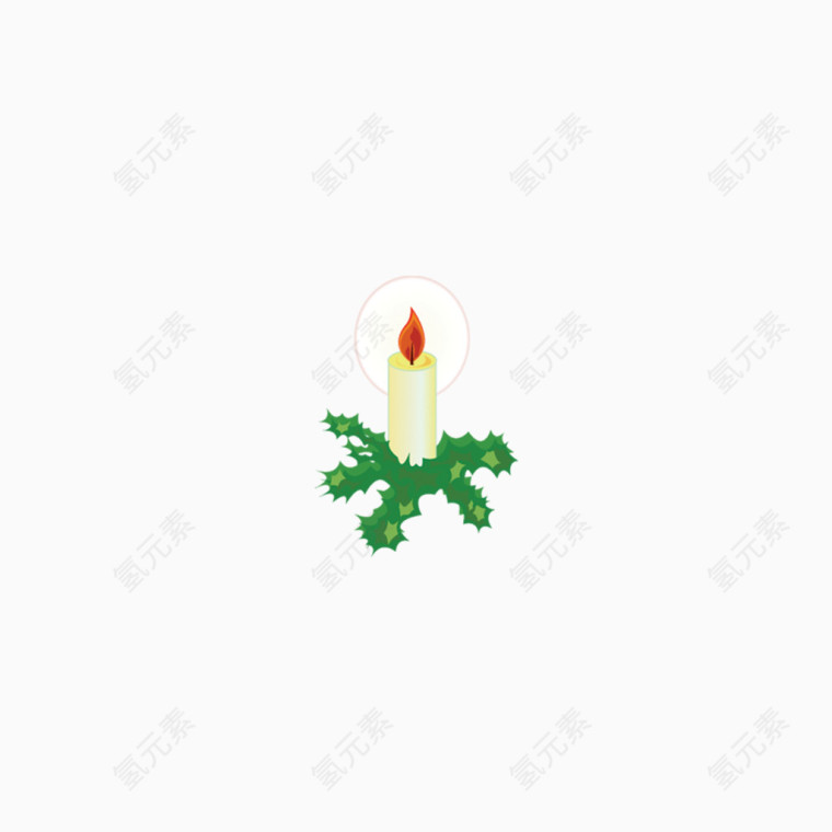 绿色叶子上面的蜡烛免扣素材