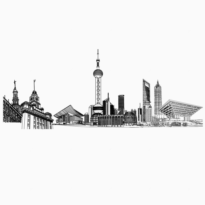 上海市矢量线图场景下载
