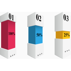 矢量彩色立体方柱形信息