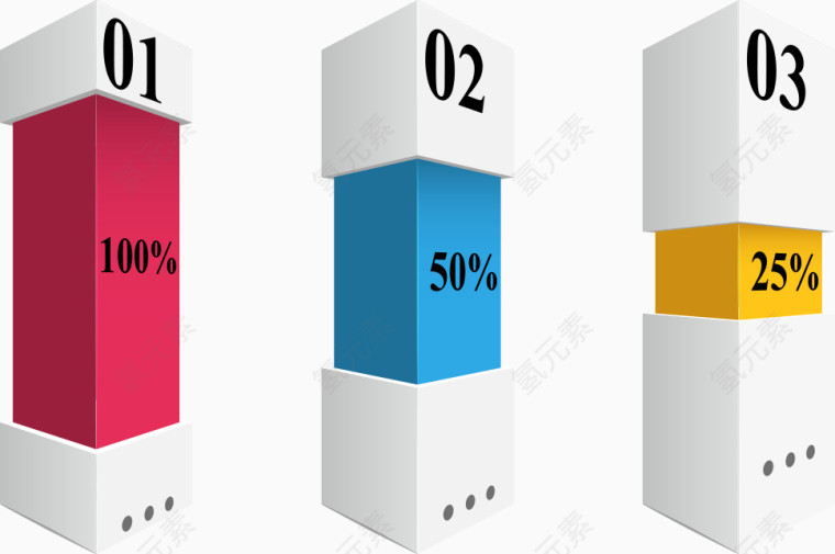 矢量彩色立体方柱形信息