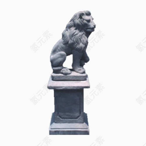 雕塑石狮的侧面