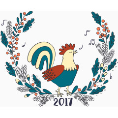 矢量2017鸡年装饰花卉