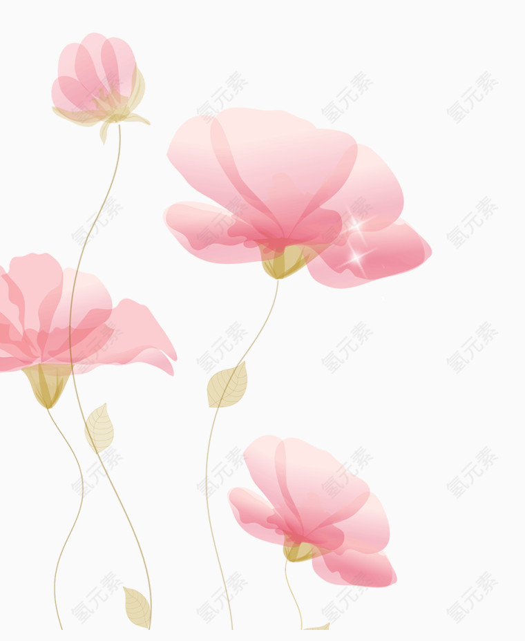 粉色清新梦幻鲜花装饰图案