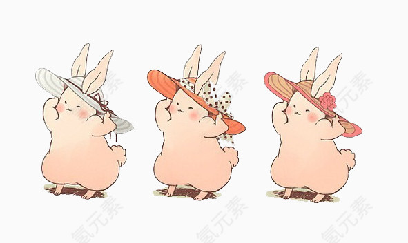 卡通戴帽子的兔子