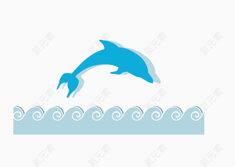 卡通大海的海豚