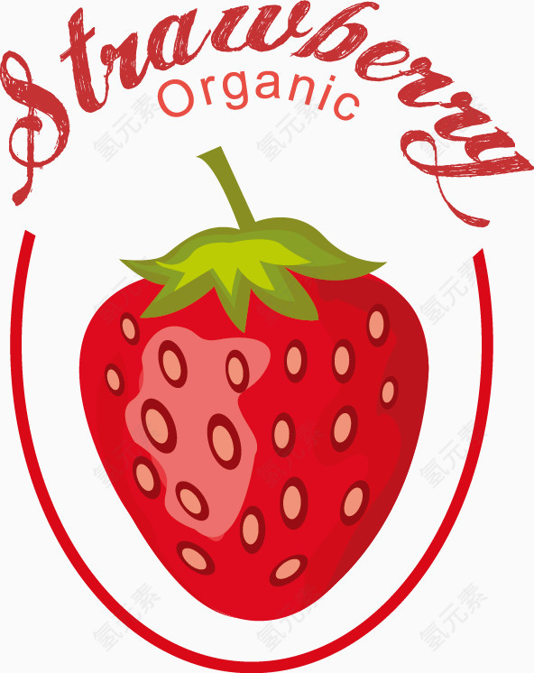 水果标签矢量素材--草莓