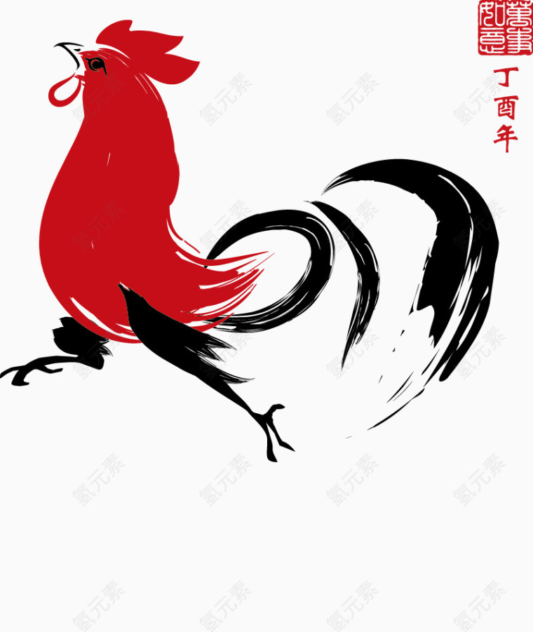 红色鸡年生肖吉祥物