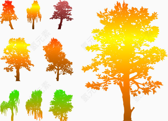 矢量图秋季的树