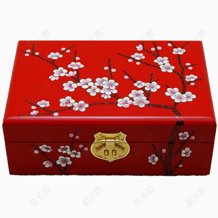 樱花装饰红色盒子