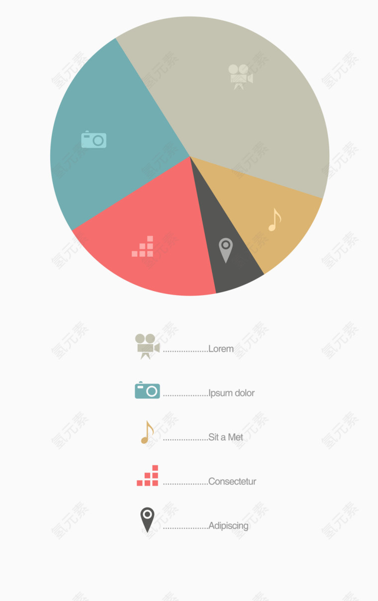 矢量饼形图图表素材