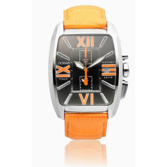 历史系列橙色真皮手表