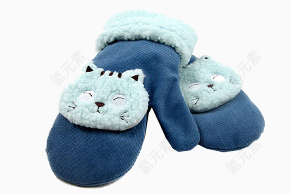 可爱蓝色猫猫手套