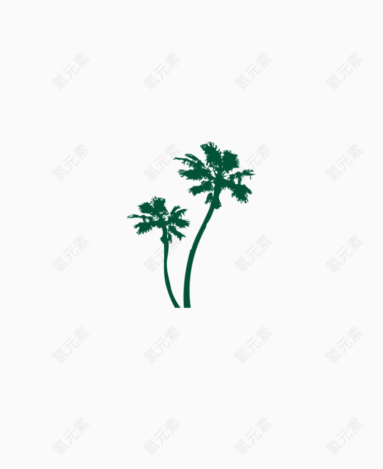 绿色手绘椰树