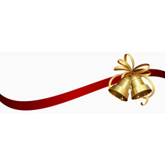 金色金属圣诞节铃铛配红缎带