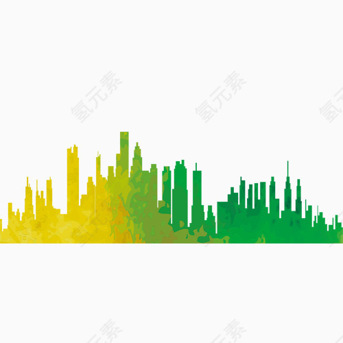 渐变系建筑群剪影设计素材