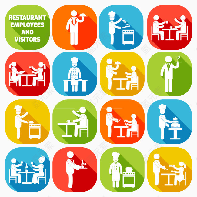 15款餐厅员工和顾客图标