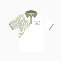 白色企业文化衫绿色花纹