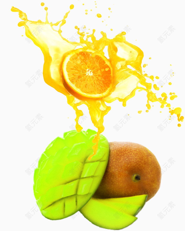 青芒果和鲜美柳橙素材