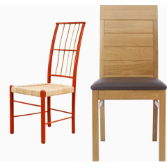 木制椅子和红色椅子