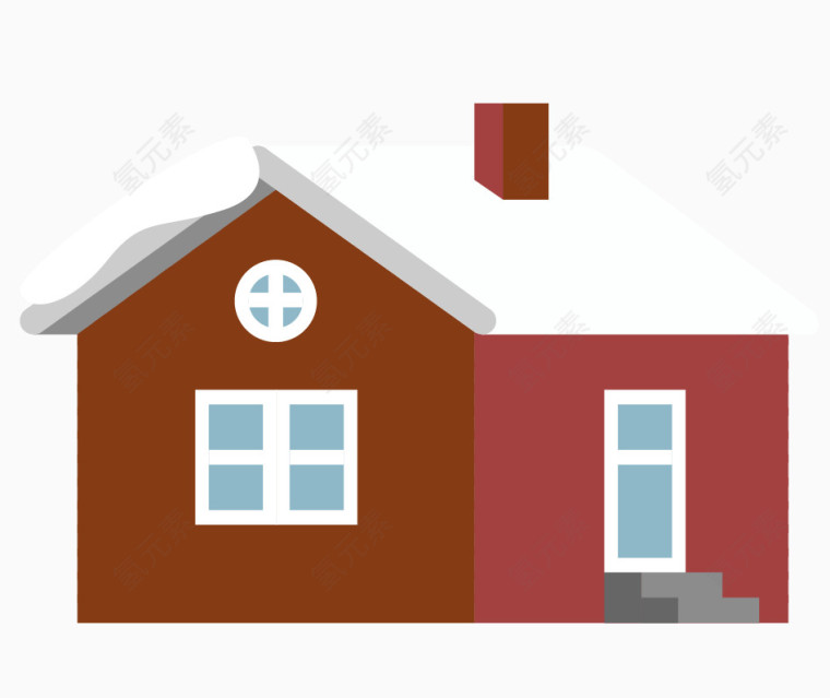 矢量木房子建筑屋顶积雪