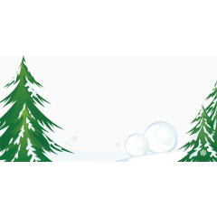 绿色松树雪地入冬素材
