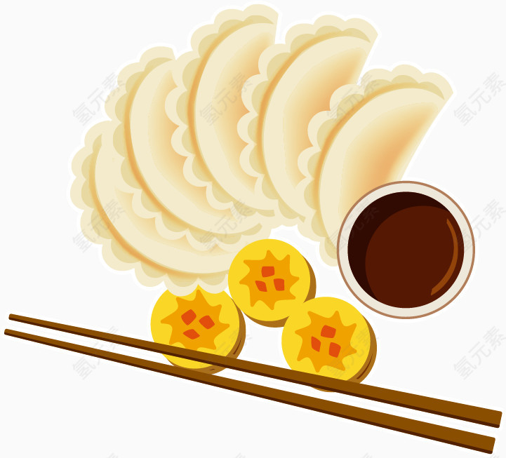 饺子醋食物海报矢量素材