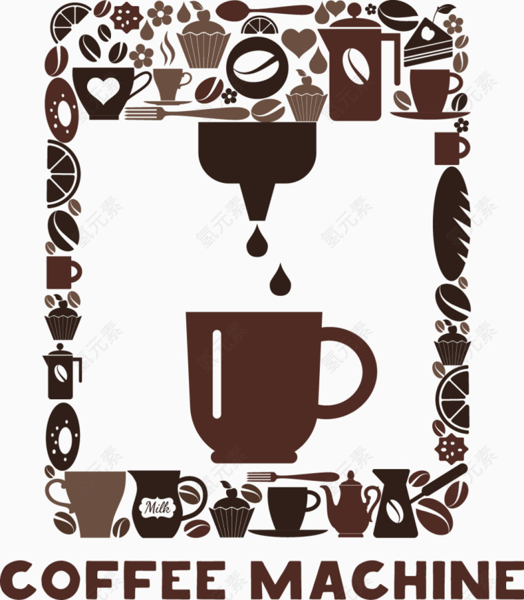 矢量手绘咖啡创意图标