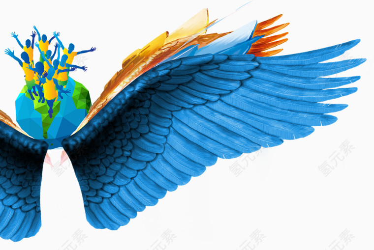 蓝色羽毛翅膀装饰背景