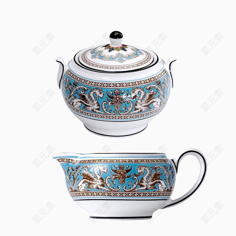 两个陶瓷花纹茶杯