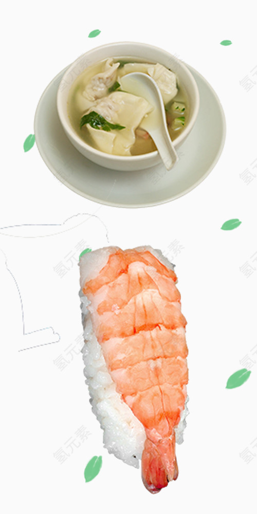 豆腐脑和生鱼片寿司