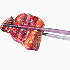 红烧肉块手绘画素材图片