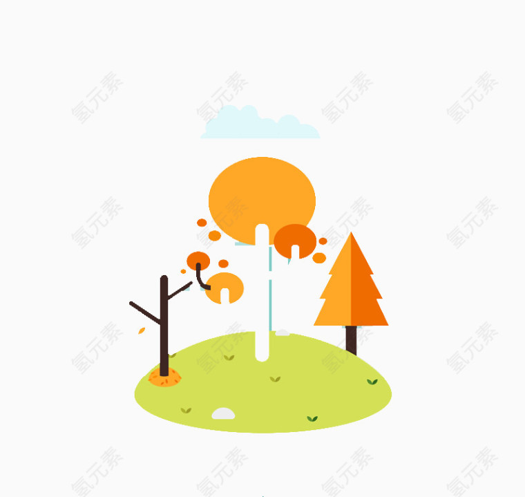 季节枯叶树桩图标