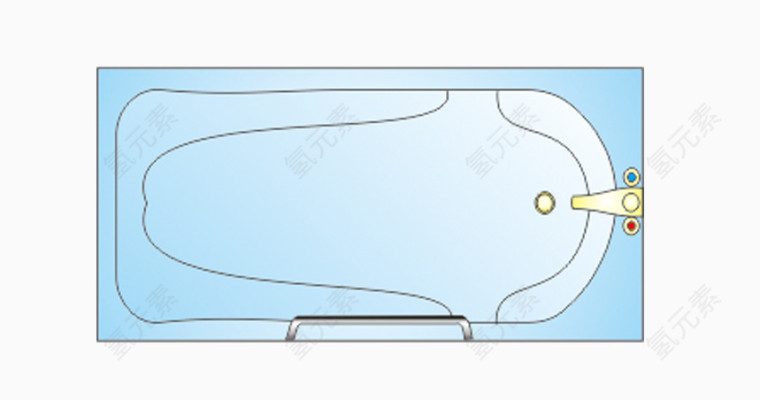 户型图彩平图线描蓝色洁具浴缸