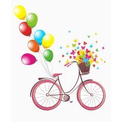 有气球和鲜花的自行车