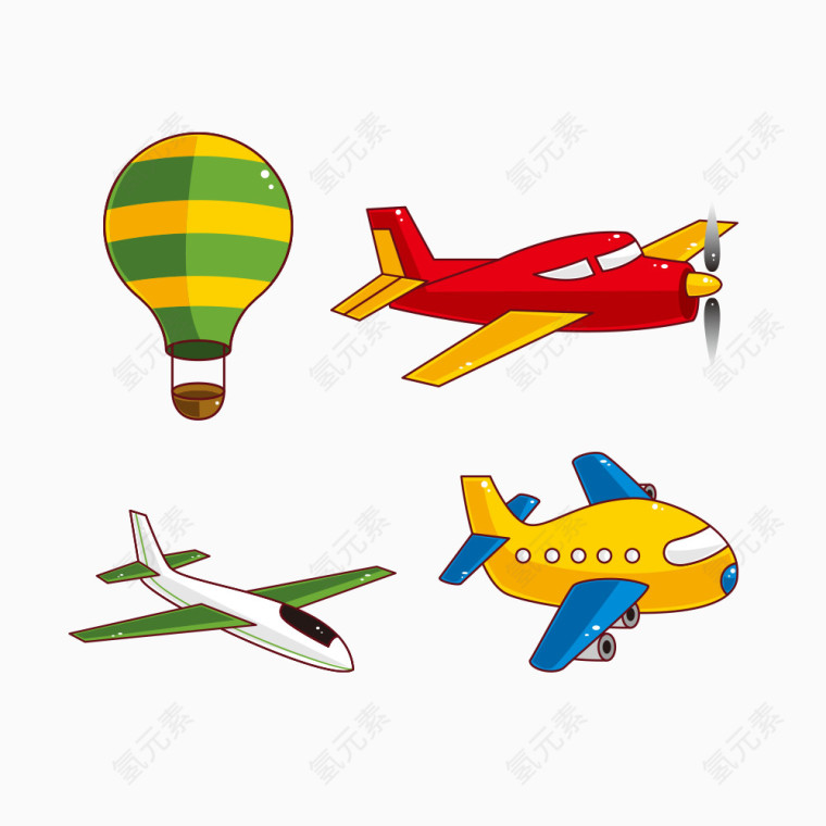 儿童飞机和热气球