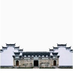 中国风水墨古老宅院素材