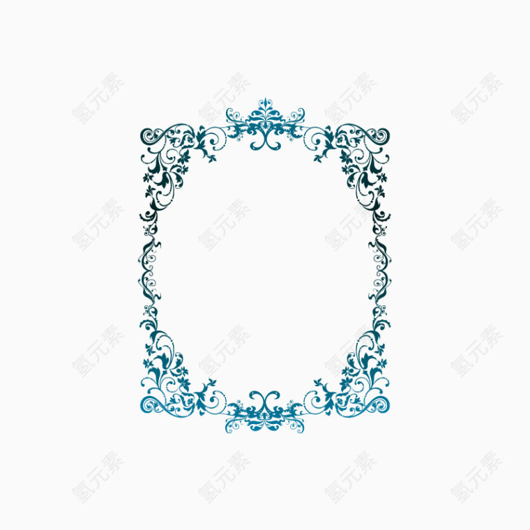 蓝色花纹装饰边框